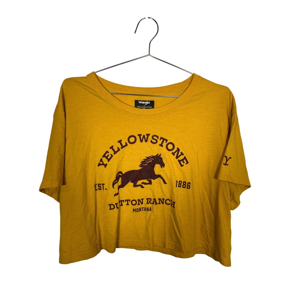 Wrangler Yellowstone Mustard Yellow Crop Graphic T-Shir Ranch‎ Western XXL